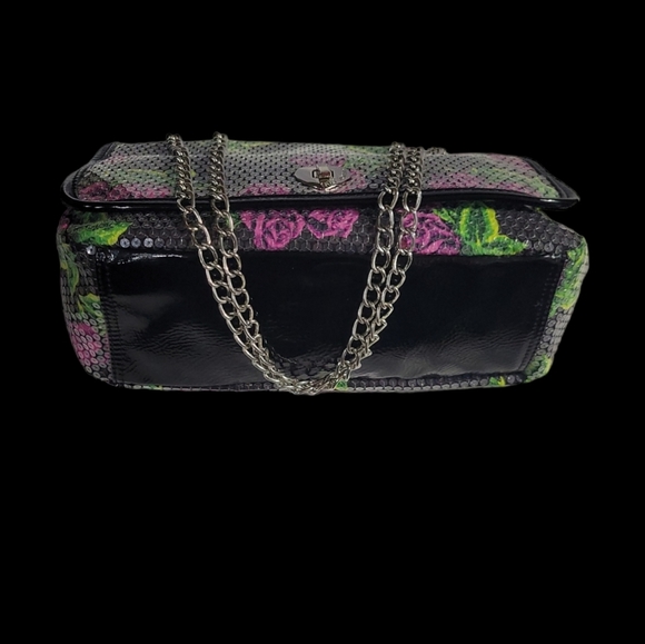 BETSEY Johnson Purple Rose Sequence Embellished Handbag - Picture 12 of 14